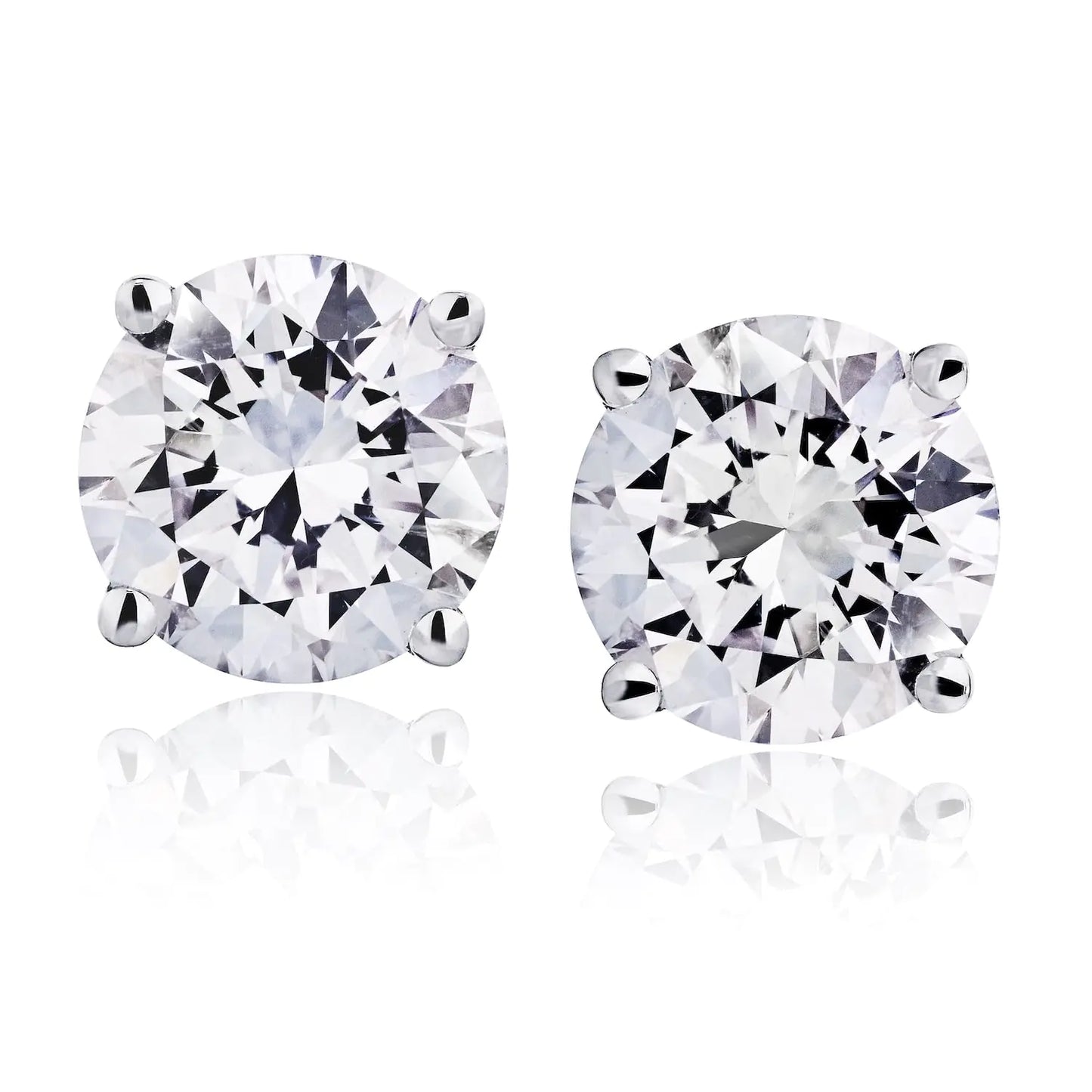 Natural Diamond Earrings AGS Certified Diamond Stud Earrings with 14 Karat White Gold. Round Shaped Earrings with a 4 Prong Setting and a Screw Back.