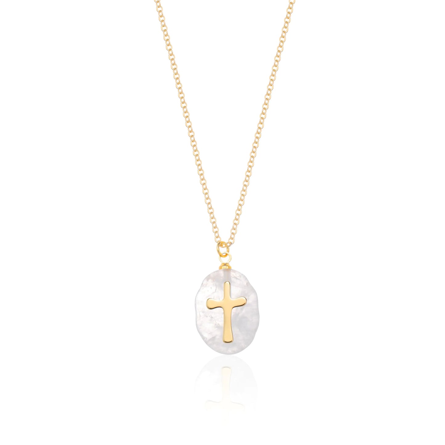 14K Gold Plated Crystal Pendant Necklace - Handmade, Dainty and Trendy - ClearQuartz