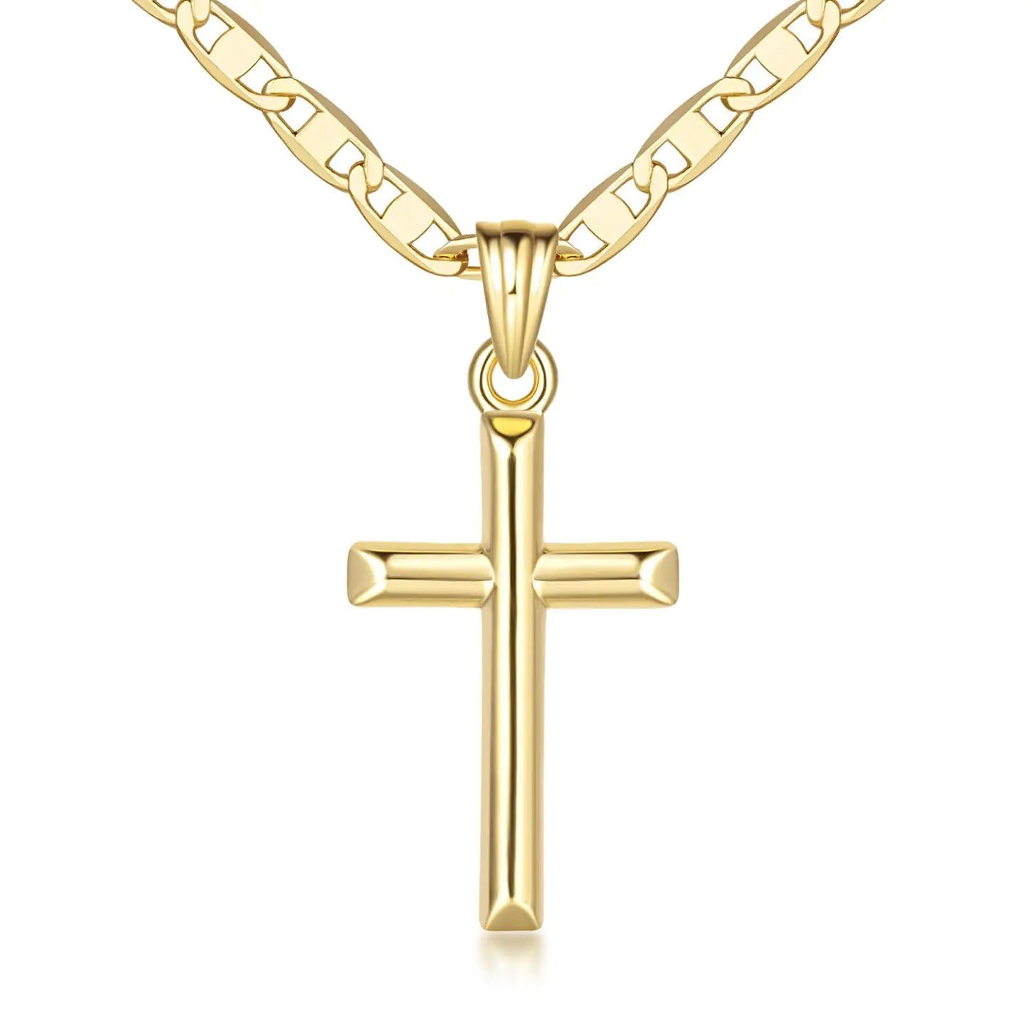 14K Gold Cross Necklaces for Women. Minimalist Gold Cross Pendant - 26mm.