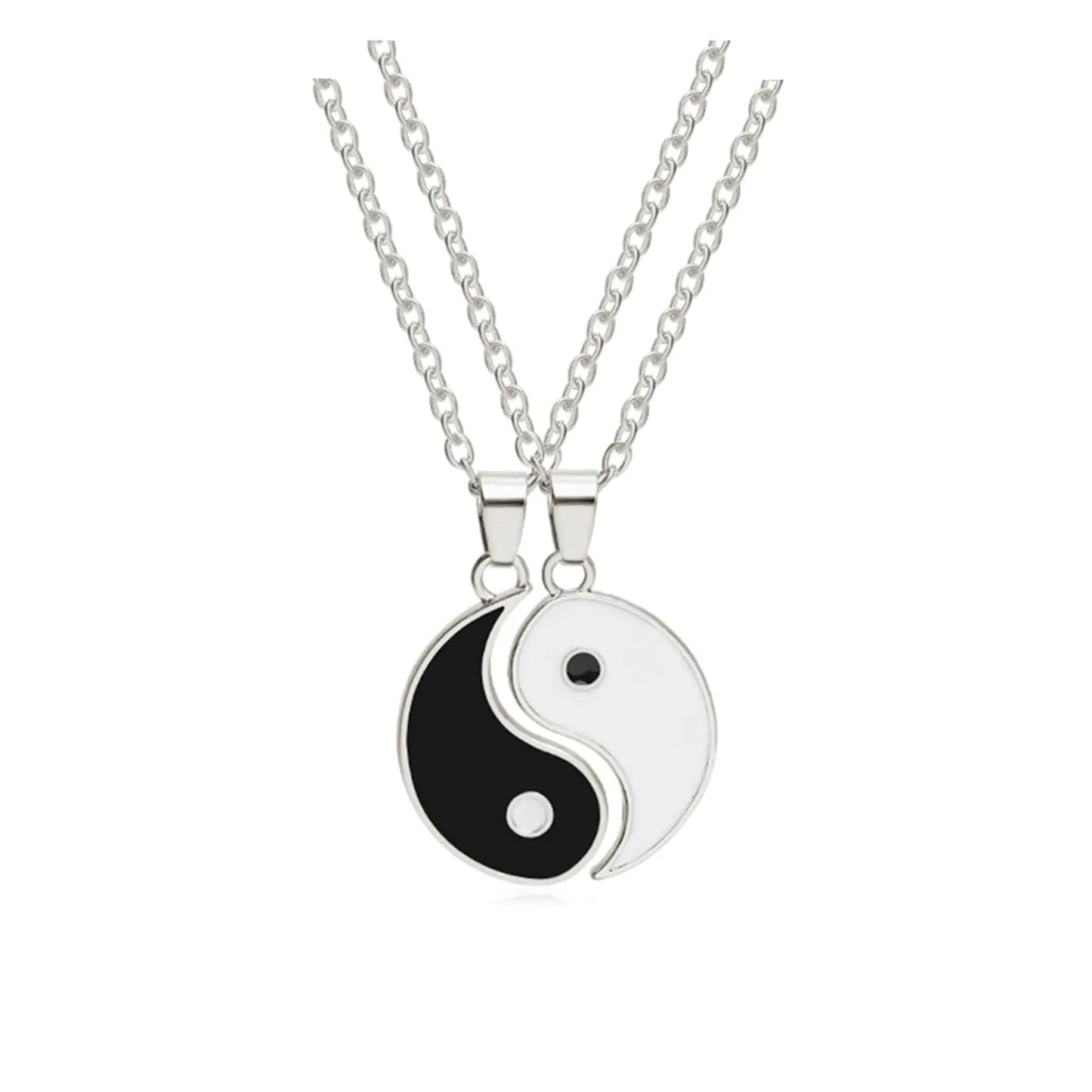 Yin and Yang Couple's Pendant - 2Pcs Matching Puzzle Necklace - Sliver
