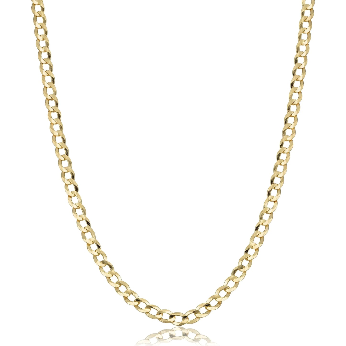 10K Gold Unisex 2.2mm Italian Cuban Curb Link Chain Necklace- 10 Karat Gold Chain 16" - 30"