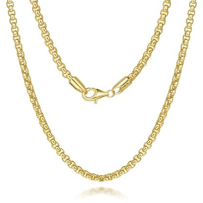 14K Gold Unisex Necklace - Timeless, Gender-Neutral Gold Box Chain Necklace - 16-30in（30in）