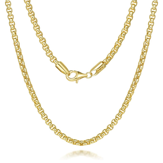 14K Gold Unisex Necklace - Timeless, Gender-Neutral Gold Box Chain Necklace - 16-30in（30in）