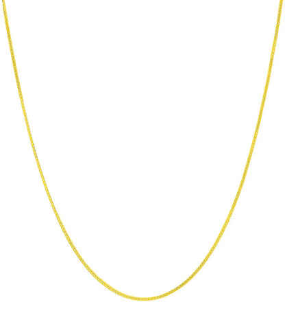 10K REAL Yellow Gold. Solid 0.8mm Diamond-Cut, Square Mirror, Box Link Chain Necklace with Lobster Clasp, made for Women (0.8 MM)