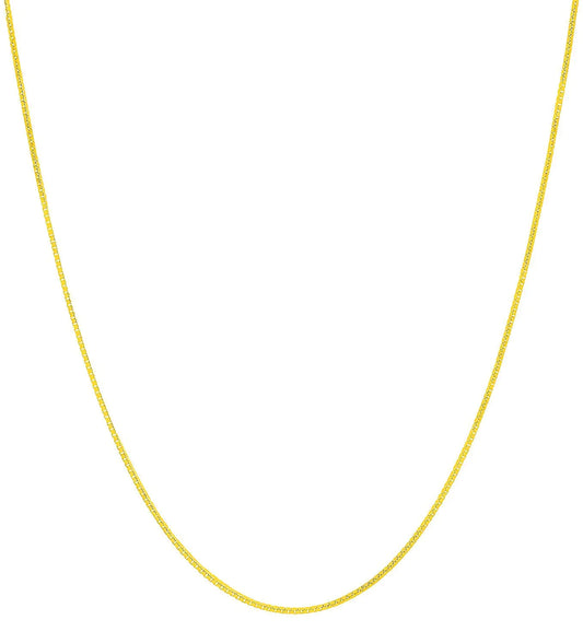 10K REAL Yellow Gold. Solid 0.8mm Diamond-Cut, Square Mirror, Box Link Chain Necklace with Lobster Clasp, made for Women (0.8 MM)