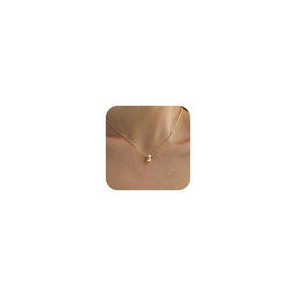 14K Gold Plated Necklace for Women. Dainty Initials or name, bubble Letters. Small Charm Necklace.