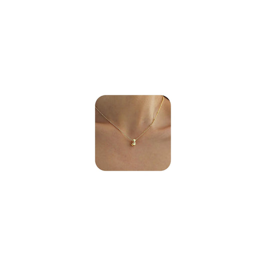 14K Gold Plated Necklace for Women. Dainty Initials or name, bubble Letters. Small Charm Necklace.
