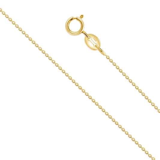 14K Gold Rolo Chain Necklace for Women & Men (1mm Width 14-24" Length)