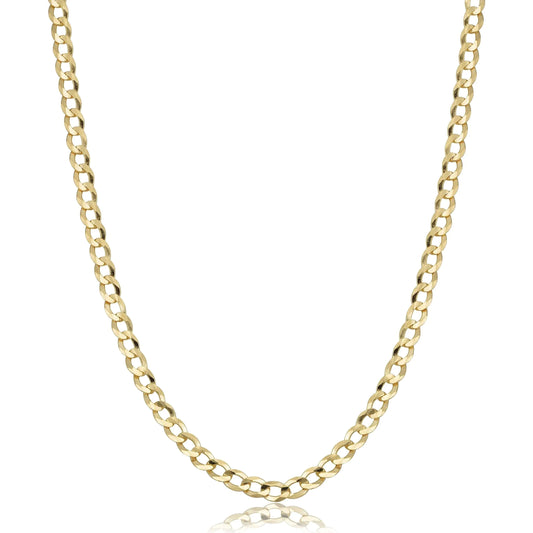 10K Gold Unisex 2.2mm Italian Cuban Curb Link Chain Necklace- 10 Karat Gold Chain 16" - 30"