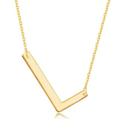 14K Gold - Sideways Initial Necklaces for Women - Initial Monogram Gift - l necklace initial.
