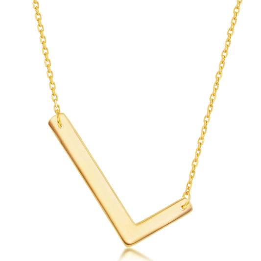 14K Gold - Sideways Initial Necklaces for Women - Initial Monogram Gift - l necklace initial.