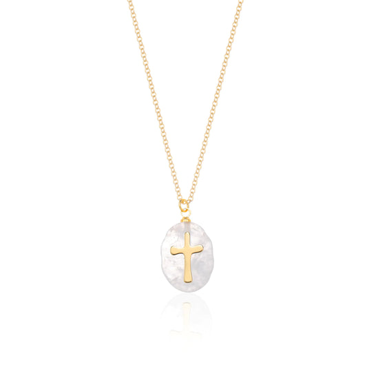 14K Gold Plated Crystal Pendant Necklace - Handmade, Dainty and Trendy - ClearQuartz
