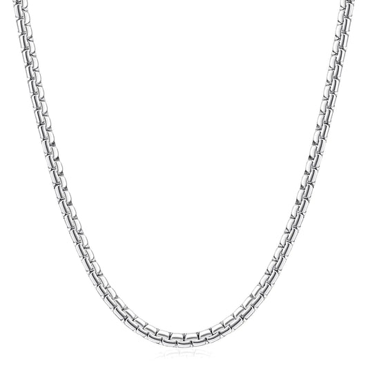 Silver Box Chain Stainless Steel Necklace - 22 Inches