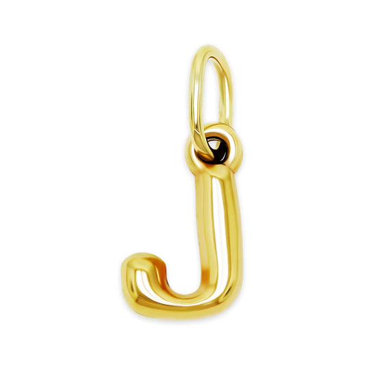10K Gold Puffed Initial Letter Charm - 3D Bubble Letter Pendant.