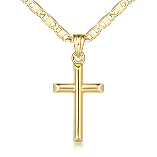 14K Gold Cross Necklaces for Women. Minimalist Gold Cross Pendant - 26mm.