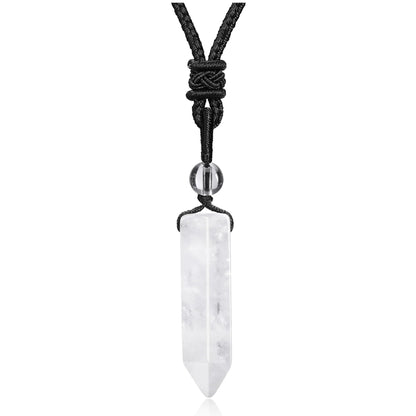 Top Plaza Clear Quartz Healing Crystal Stone Necklaces for Men Hexagonal Pendant Necklaces Adjustable Braided Rope Natural Gemstone Necklace Jewelry Christmas Gift for Dad Husband BF