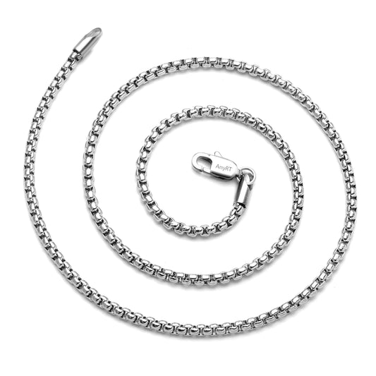 Titanium Steel Rolo Silver Chain Necklace - 30 inches