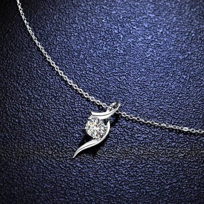 Sterling Silver Classic Four-claw 1 Karat-inch Diamond Necklace